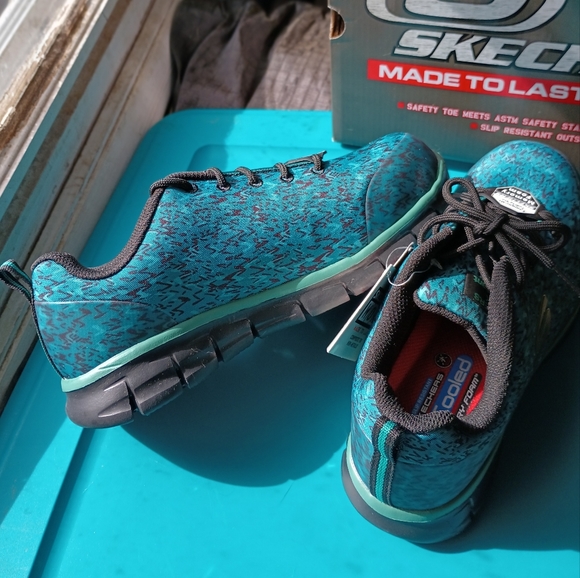 Skechers Shoes - New in Box Skechers Work Shoes Teal & Black 7.5